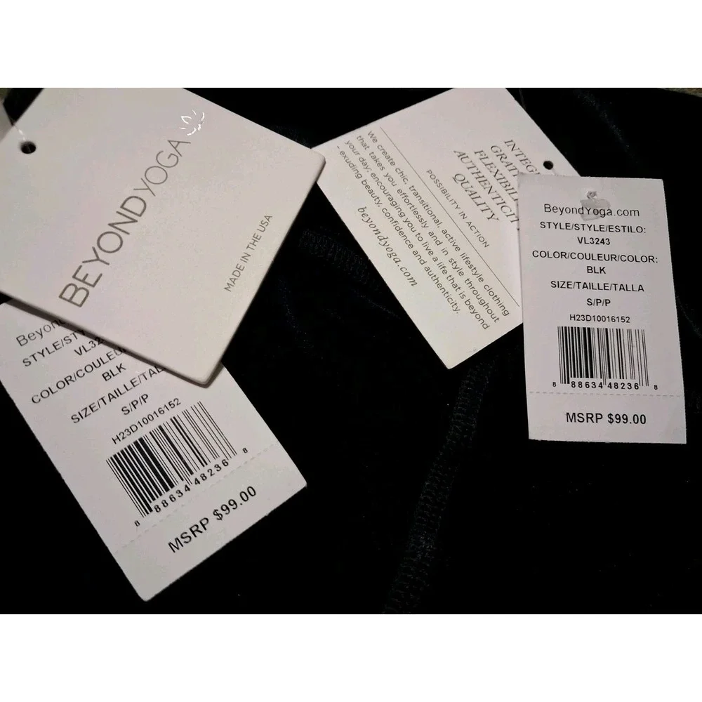 NEW! Beyond Yoga Women's Black Velvet High Waist Leggings Size S $99 - Picture 8 of 11